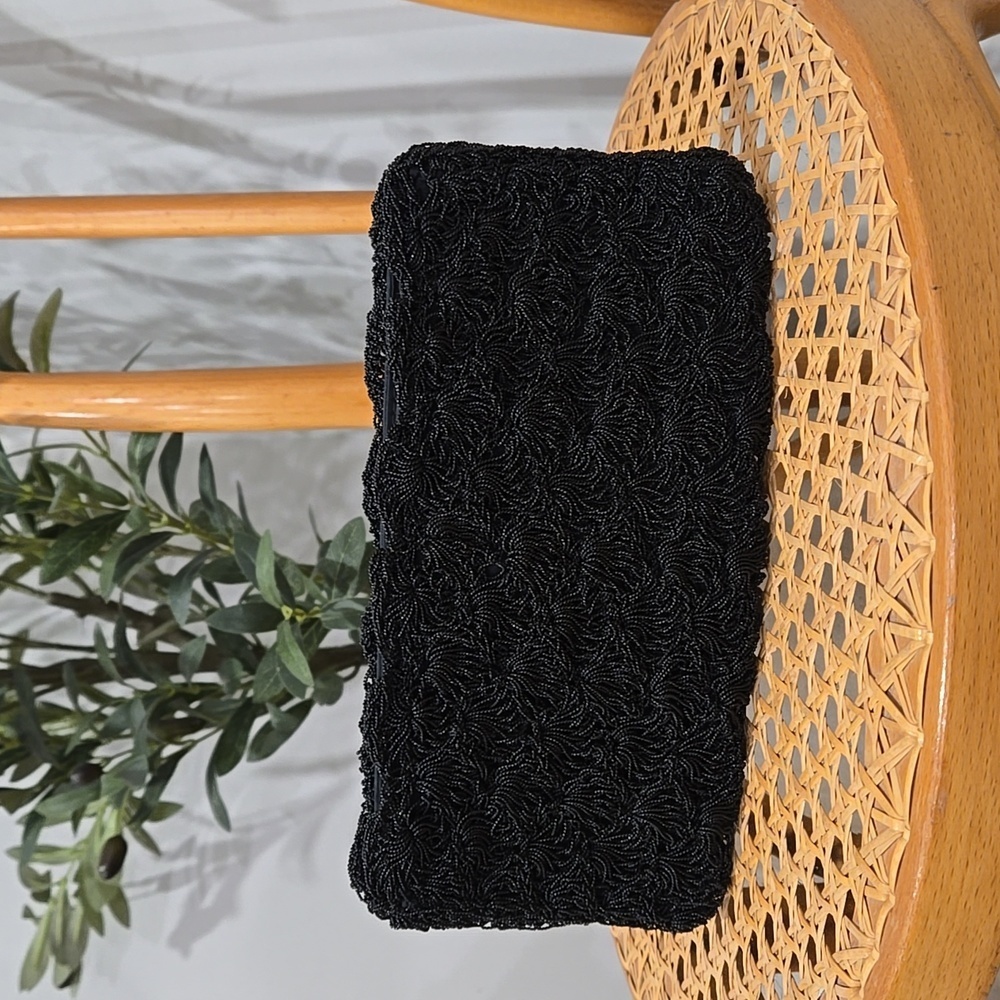 Elegant Vintage Black Beaded Evening Clutch